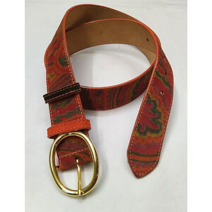 ETAO Multicolor Leather Trap Goldtone Buckle Women Belt - Made in Italy -Size 36
